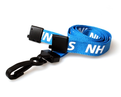 [L-B-NHS15P] 15mm Recycled NHS Lanyards with Breakaway and Plastic J Clip (Pack of 100)