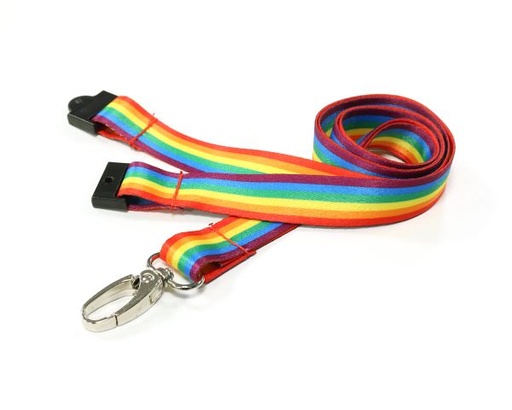 [L-B-RAINBOWL] 15mm Recycled Rainbow Lanyards with Metal Lobster Clip (Pack of 100)
