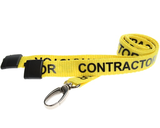 [L-B-CONL] 15mm Recycled Yellow Contractor Lanyards with Metal Lobster Clip (Pack of 100)