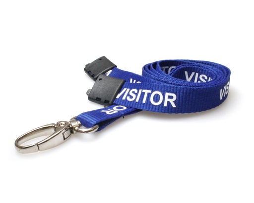 15mm Visitor Flat Woven BreakAway Lanyard with Metal Lobster Clip (Pack of 100)