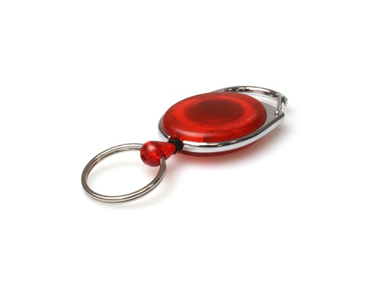 [A-YY-MD-EUEZTRDKR] Red Translucent Carabiner Card Reels with Key Rings (Pack of 50)
