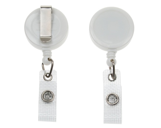 [A-YY-MD-SCWH] White ID Badge Reels with Strap Clip (Pack of 50)