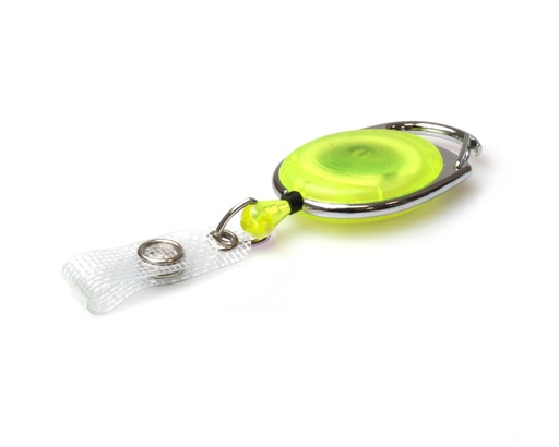 [A-YY-MD-EUEZTYLSC] Yellow Translucent Carabiner Card Reels with Reinforced ID Straps (Pack of 50)
