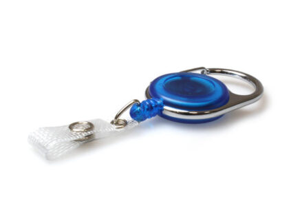 Blue Translucent Carabiner Card Reels with Reinforced ID Straps (Pack of 50)