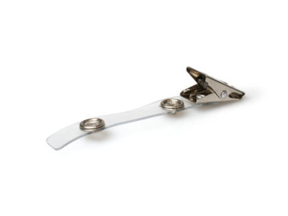 Crocodile Clip with Metal Popper & 70mm Clear Strap (Pack of 100)
