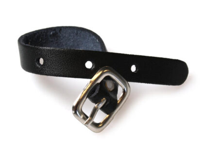 Black Leather Luggage Strap with Silver Buckle (Pack of 100)
