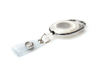 White Translucent Carabiner Card Reels with Reinforced ID Straps (Pack of 50)