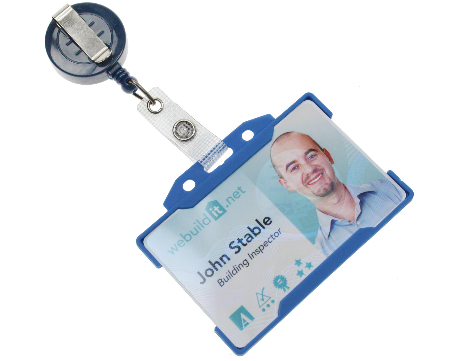 Dark Blue ID Badge Reels with Strap Clip (Pack of 50) - Image 2