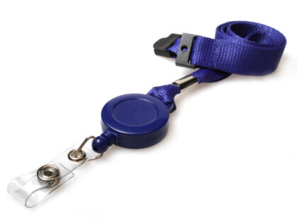 15mm Recycled Plain Navy Blue Lanyards with Card Reels (Pack of 50)