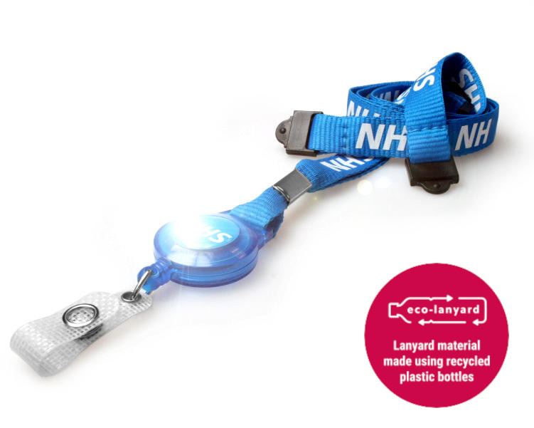 15mm Recycled NHS Staff Lanyards with Double Breakaway & Integrated Card Reel (Pack of 100) - Image 3