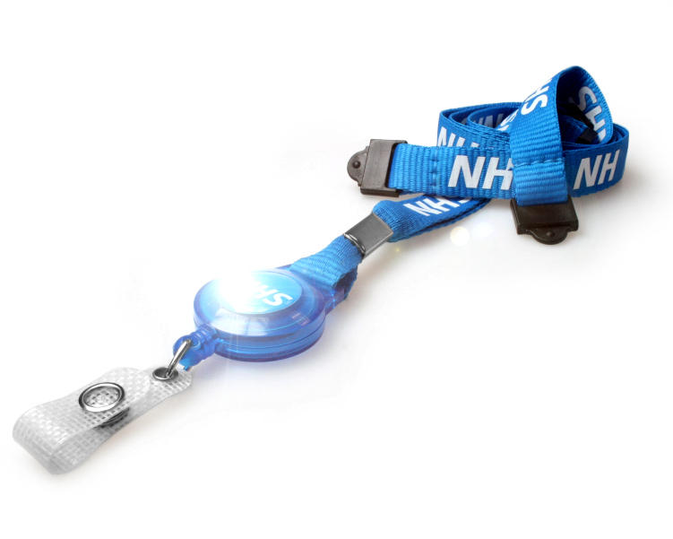 15mm Recycled NHS Staff Lanyards with Double Breakaway & Integrated Card Reel (Pack of 100) - Image 2