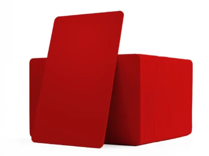 Red blank plastic id cards