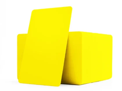 Yellow plastic cards with solid core coloured edges – PVC1-YLS – Pack of 100
