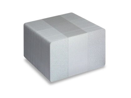 Metallic silver coloured cards with solid core coloured edges – PVC1-SIS – Pack of 100