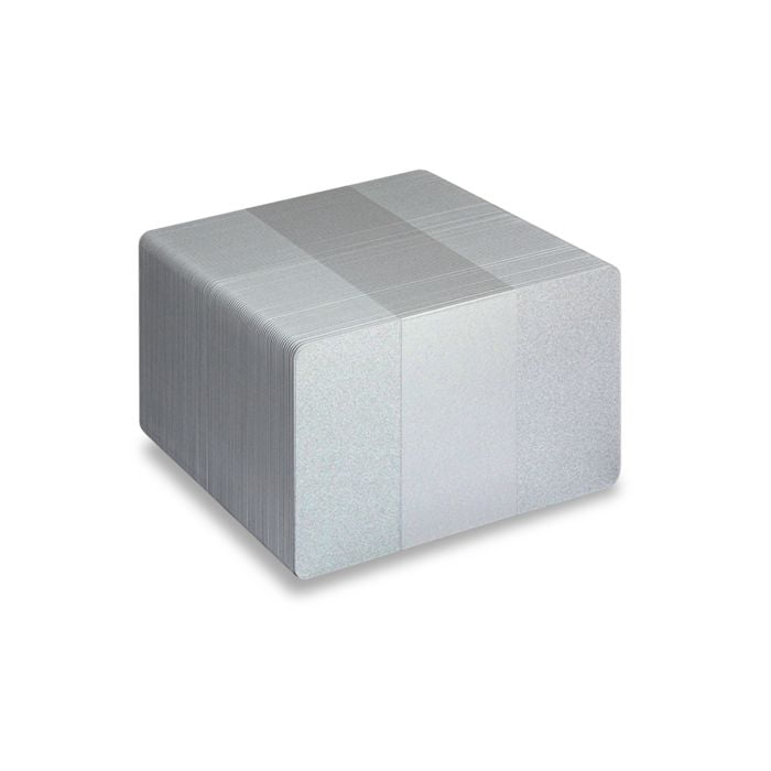 Metallic silver coloured cards with solid core coloured edges – PVC1-SIS – Pack of 100