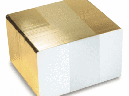 FOTODEK PREMIUM ICE blank white cards with stunning Holographic Gold edging – WF76-AI-GE – Pack of 100