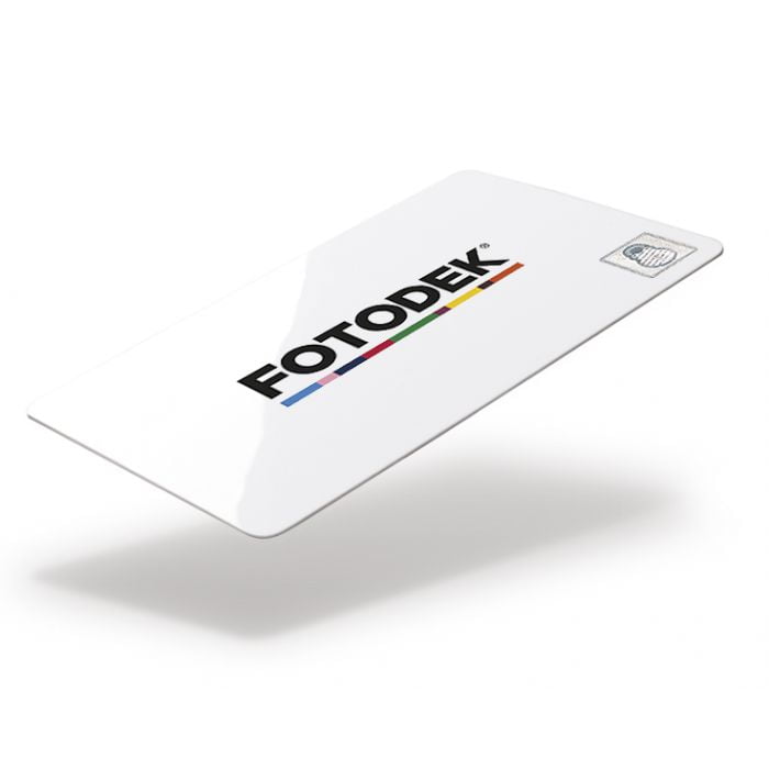 FOTODEK PREMIUM ICE blank white plastic cards with a HOLOIMAGE anti-forgery security feature – WF76-AI-HIA – Pack of 100