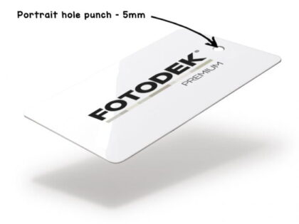 FOTODEK PREMIUM ICE blank white cards with 5mm hole in portrait format – WF76-AI-PH – Pack of 100