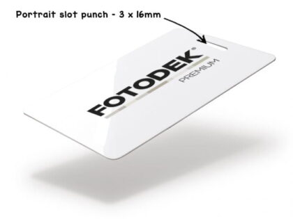 FOTODEK PREMIUM ICE blank white cards with 3 x 16mm slot in portrait format – WF76-AI-PS – Pack of 100